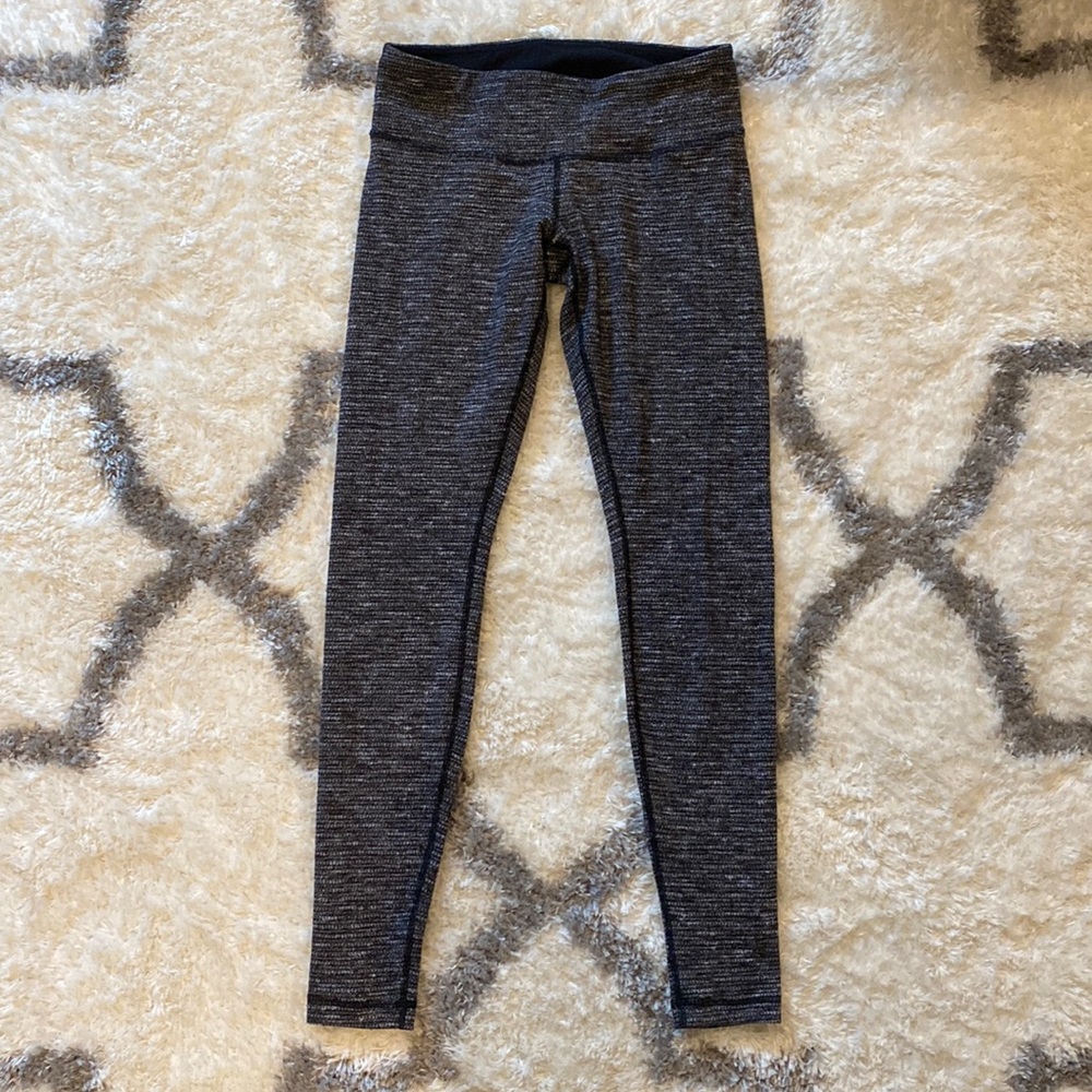 Lululemon leggings. Black and gray full length.